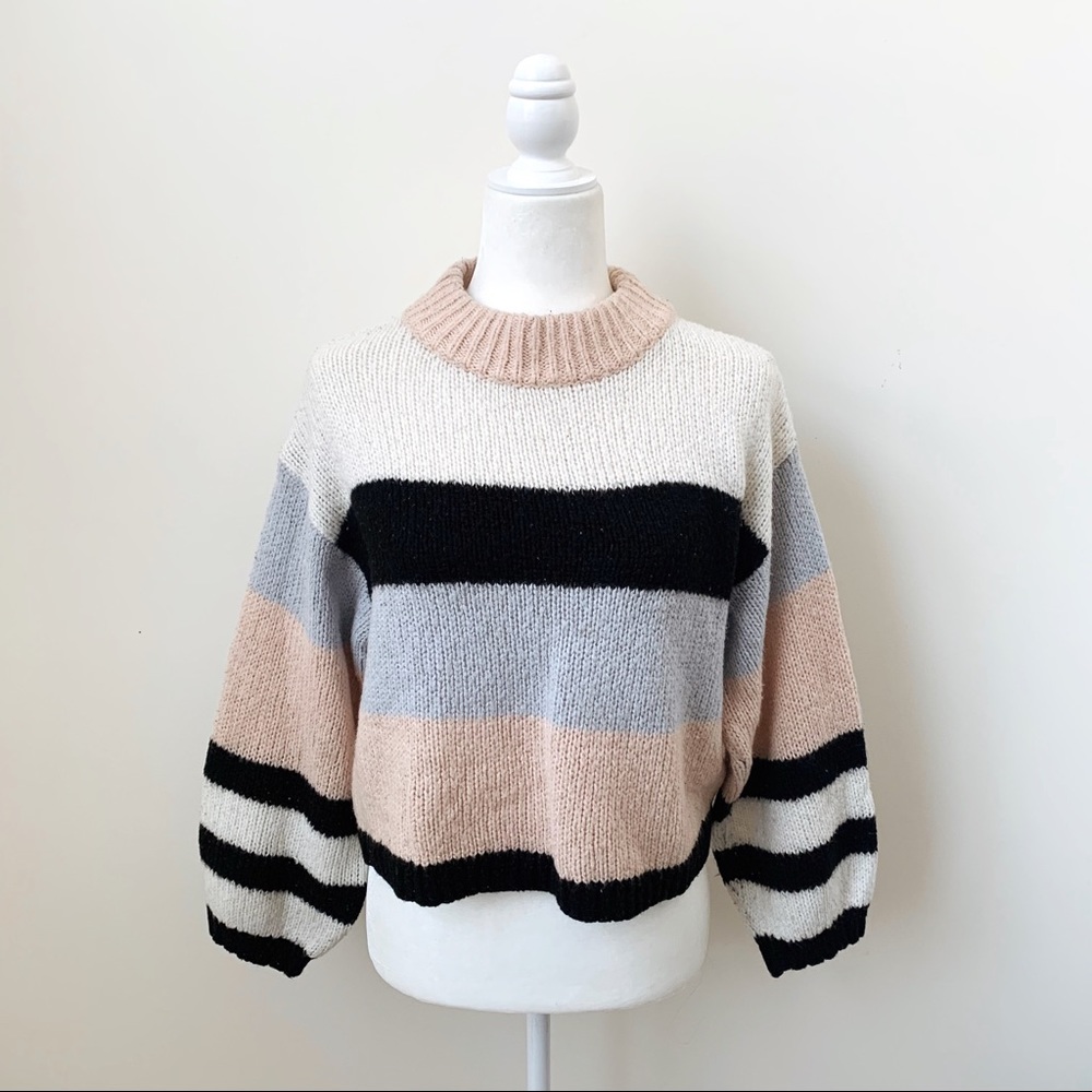 Urban Outfitters BP Striped Balloon Sleeve Sweater